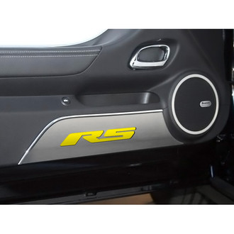 ACC® - GM Licensed Brushed Door Panel Kick Plates with Yellow RS Logo