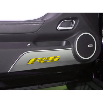 ACC® - GM Licensed Brushed Door Panel Kick Plates with Yellow RS Logo