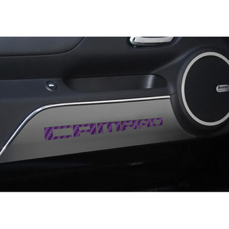 ACC® - GM Licensed Brushed Door Panel Kick Plates with Purple Camaro Logo