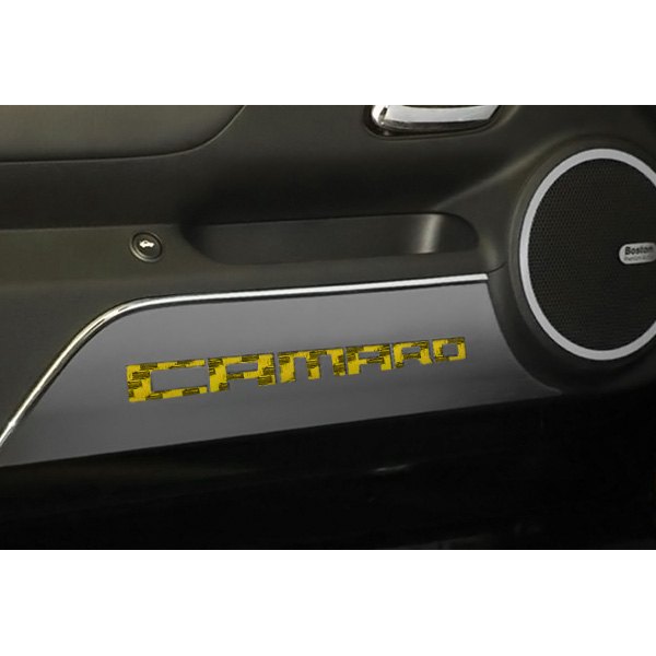 American Car Craft® - GM Licensed Brushed Door Panel Kick Plates With Camaro Logo