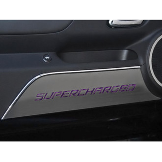 ACC® - GM Licensed Brushed Door Panel Kick Plates with Purple Supercharged Logo