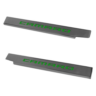 ACC® - Brushed Door Sills with Green Camaro Logo