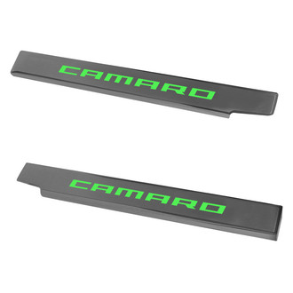 ACC® - Brushed Door Sills with Synergy Green Camaro Logo
