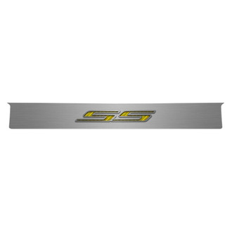 ACC® - GM Licensed Brushed Trunk Lid Plate with Yellow Carbon Fiber SS Logo
