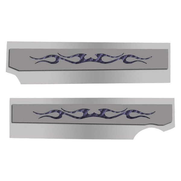 American Car Craft® - Polished Fuel Rail Covers with Black Tribal Flame Insert