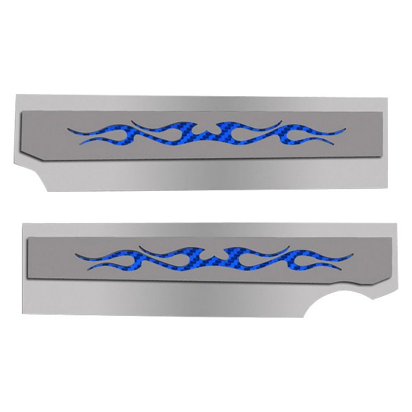 American Car Craft® - Polished Fuel Rail Covers with Blue Tribal Flame Insert