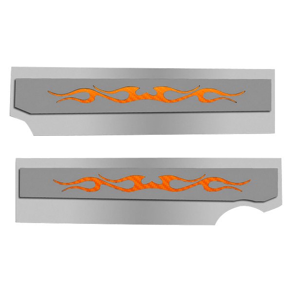 American Car Craft® - Polished Fuel Rail Covers with Orange Tribal Flame Insert