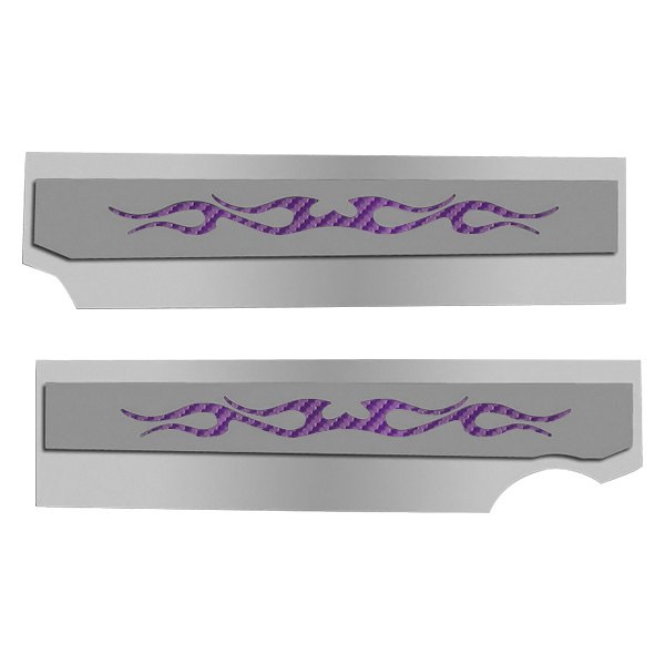 American Car Craft® - Polished Fuel Rail Covers with Purple Tribal Flame Insert