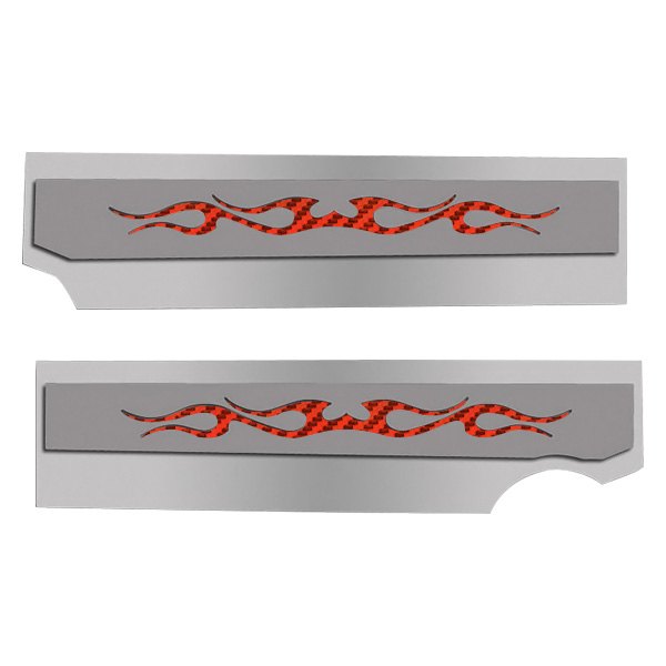 American Car Craft® - Polished Fuel Rail Covers with Red Tribal Flame Insert