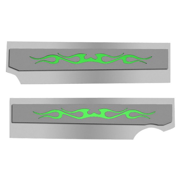American Car Craft® - Polished Fuel Rail Covers with Synergy Green Tribal Flame Insert