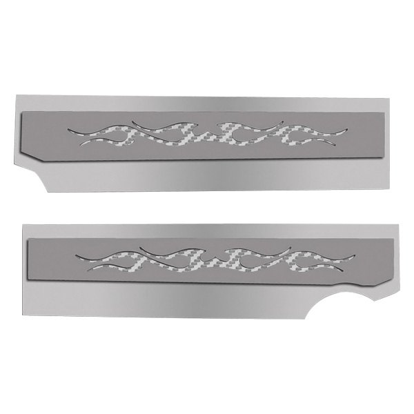 American Car Craft® - Polished Fuel Rail Covers with White Tribal Flame Insert