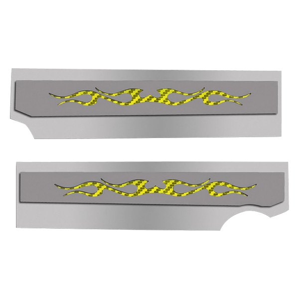 American Car Craft® - Polished Fuel Rail Covers with Yellow Tribal Flame Insert