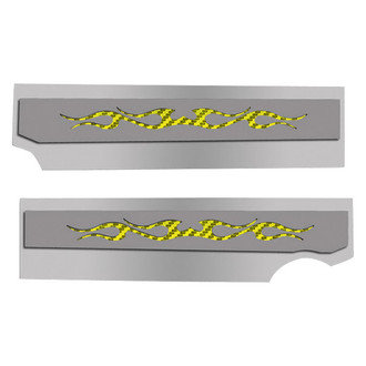 ACC® - Polished Fuel Rail Covers with Yellow Carbon Fiber Tribal Flame Insert