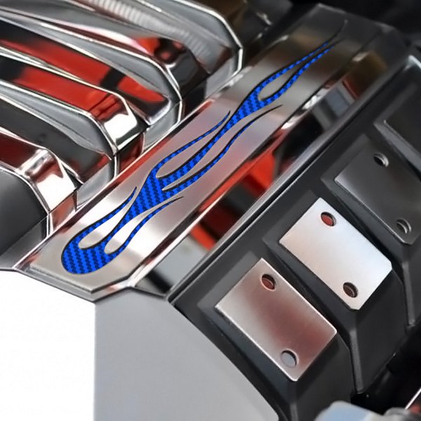 American Car Craft® - Polished Fuel Rail Covers with Blue True Flame Insert