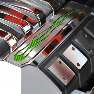ACC® - Polished Fuel Rail Covers with Green Carbon Fiber True Flame Insert