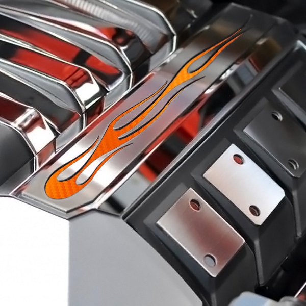 American Car Craft® - Polished Fuel Rail Covers with Orange True Flame Insert