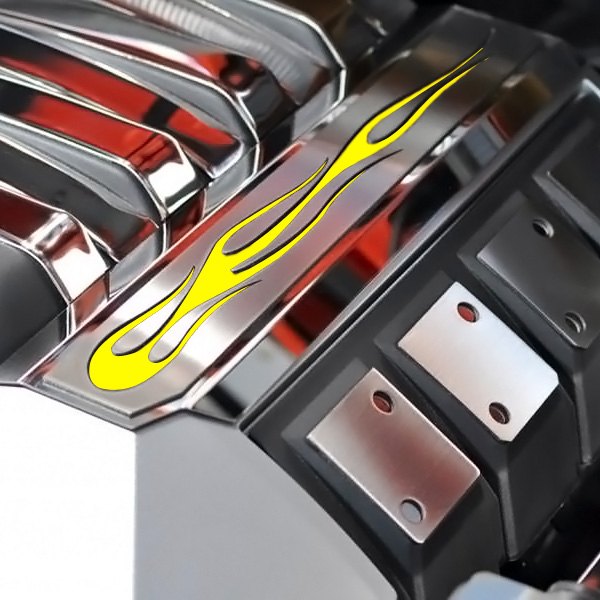 American Car Craft® - Polished Fuel Rail Covers with Yellow True Flame Insert