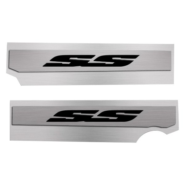 American Car Craft® - Polished Fuel Rail Covers with Brushed Black SS Logo