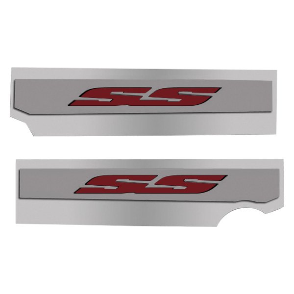 American Car Craft® - Polished Fuel Rail Covers with Garnet Red SS Logo