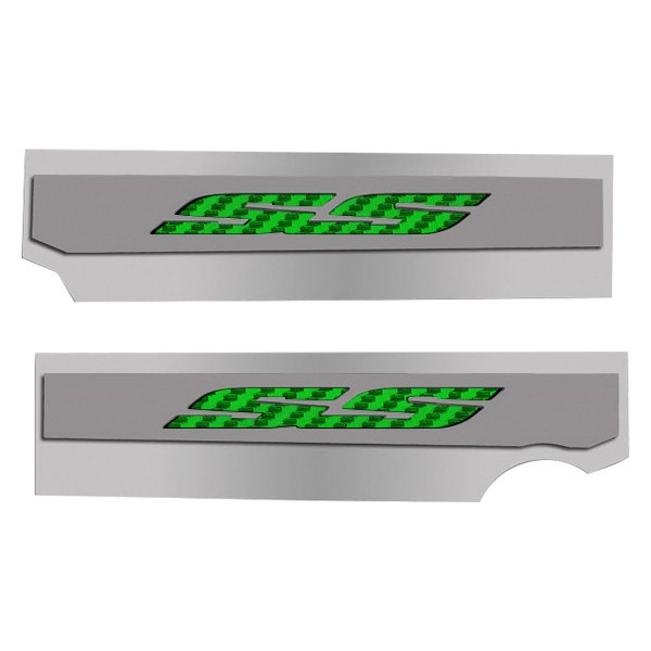 American Car Craft® - Polished Fuel Rail Covers with Green SS Logo