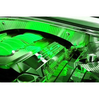 ACC® - Perforated Green Illuminated Polished Fuel Rail Covers with SS Logo