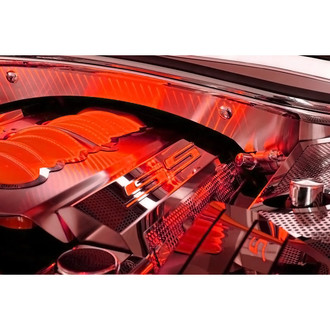 ACC® - Perforated Red Illuminated Polished Fuel Rail Covers with SS Logo