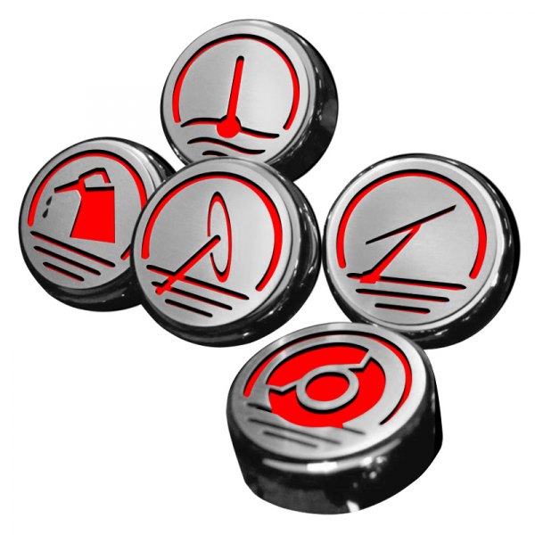 American Car Craft® - Chrome Bright Red Solid Cap Cover Set