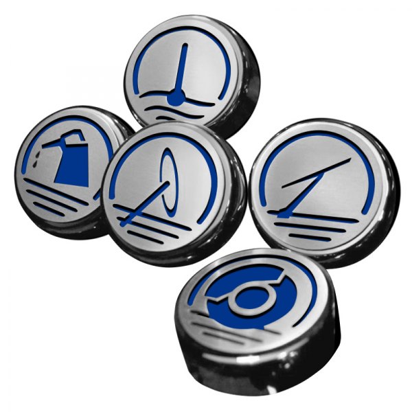 American Car Craft® - Chrome Dark Blue Solid Cap Cover Set