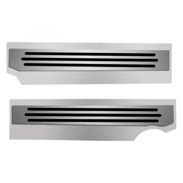 American Car Craft® - Polished Brushed Black Solid Fuel Rail Covers with Ribbed Logo
