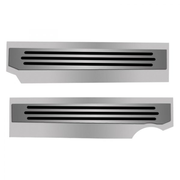 American Car Craft® - Polished Black Carbon Fiber Fuel Rail Covers with Ribbed Logo