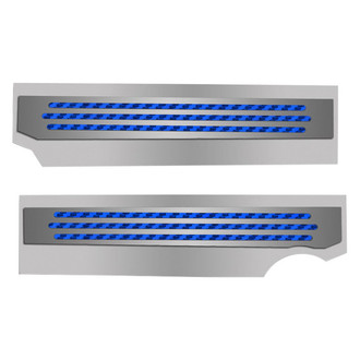 ACC® - Polished Blue Carbon Fiber Fuel Rail Covers with Ribbed Logo