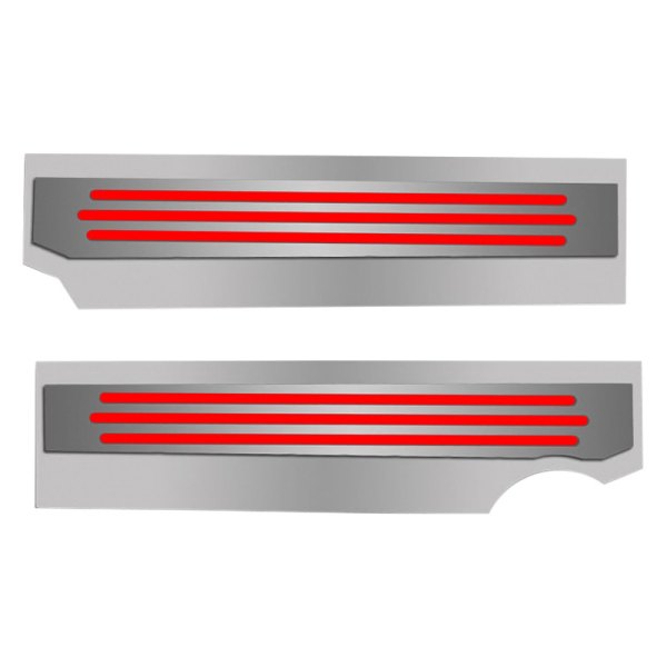 American Car Craft® - Polished Bright Red Solid Fuel Rail Covers with Ribbed Logo