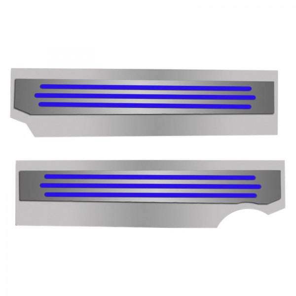 American Car Craft® - Polished Dark Blue Solid Fuel Rail Covers with Ribbed Logo