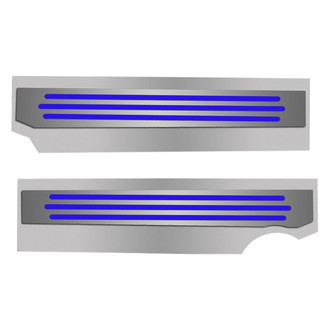 ACC® - Polished Dark Blue Solid Fuel Rail Covers with Ribbed Logo