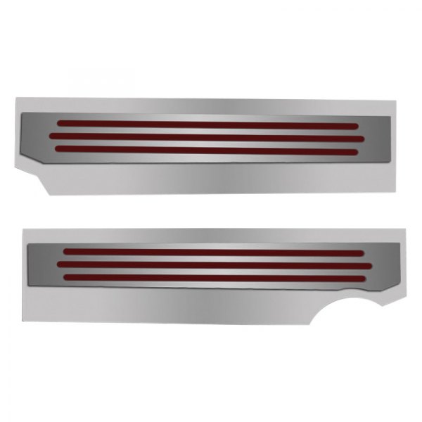 American Car Craft® - Polished Garnet Red Solid Fuel Rail Covers with Ribbed Logo