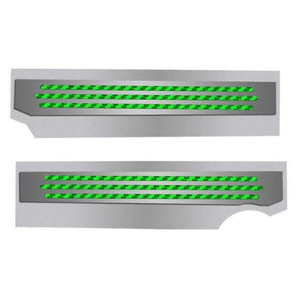 American Car Craft® - Polished Green Carbon Fiber Fuel Rail Covers with Ribbed Logo