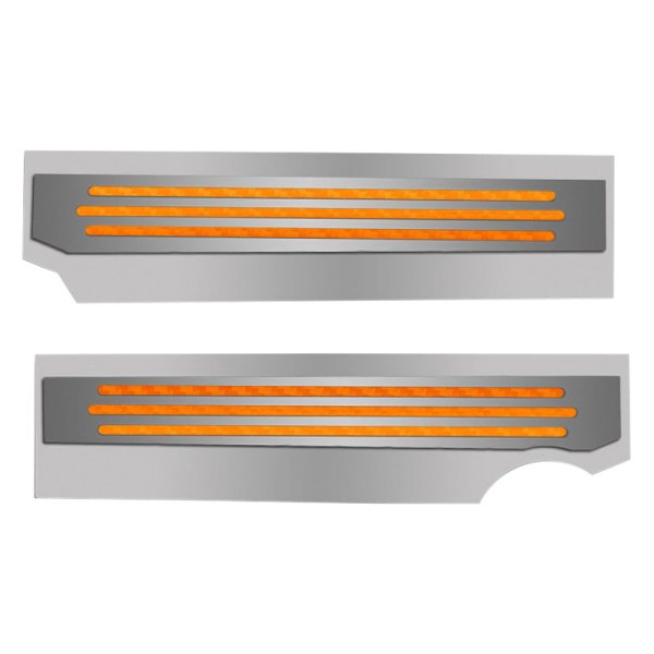 American Car Craft® - Polished Orange Carbon Fiber Fuel Rail Covers with Ribbed Logo