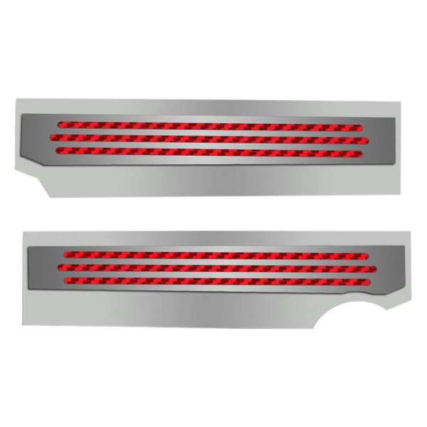 American Car Craft® - Polished Red Carbon Fiber Fuel Rail Covers with Ribbed Logo