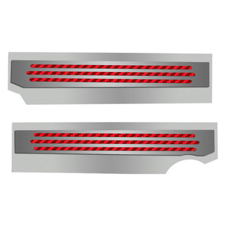 ACC® - Polished Red Carbon Fiber Fuel Rail Covers with Ribbed Logo