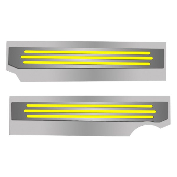 American Car Craft® - Polished Yellow Carbon Fiber Fuel Rail Covers with Ribbed Logo
