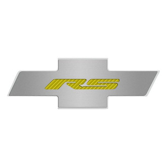 ACC® - Brushed Hood Panel Badge with Yellow Carbon Fiber RS Logo