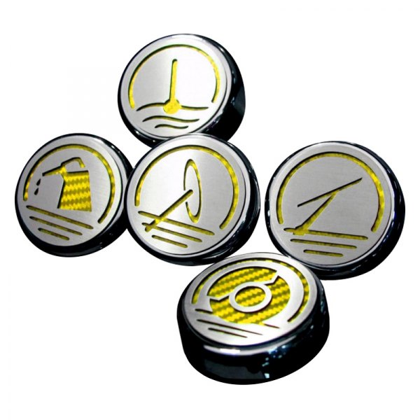 American Car Craft® - Brushed Yellow Carbon Fiber Cap Cover Set