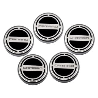 ACC® - Brushed Brushed Black Solid Cap Cover Set with Camaro Logo