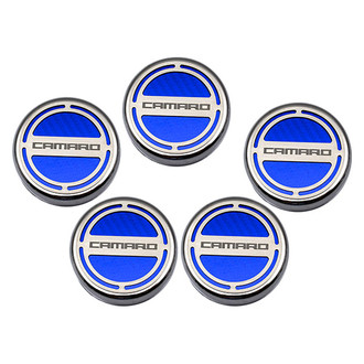ACC® - Brushed Blue Carbon Fiber Cap Cover Set with Camaro Logo