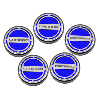 ACC® - Brushed Dark Blue Solid Cap Cover Set with Camaro Logo