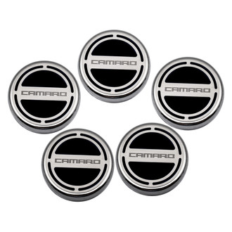 ACC® - Brushed Brushed Black Solid Cap Cover Set with Camaro Logo