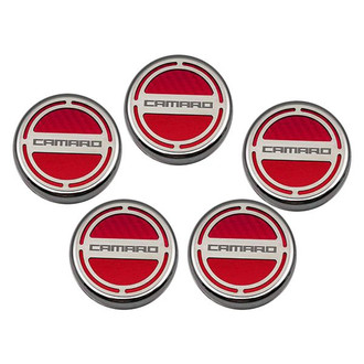 ACC® - Brushed Red Carbon Fiber Cap Cover Set with Camaro Logo