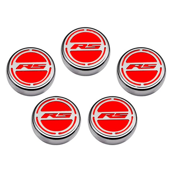 American Car Craft® - Brushed Cap Cover Set with Bright Red RS Logo