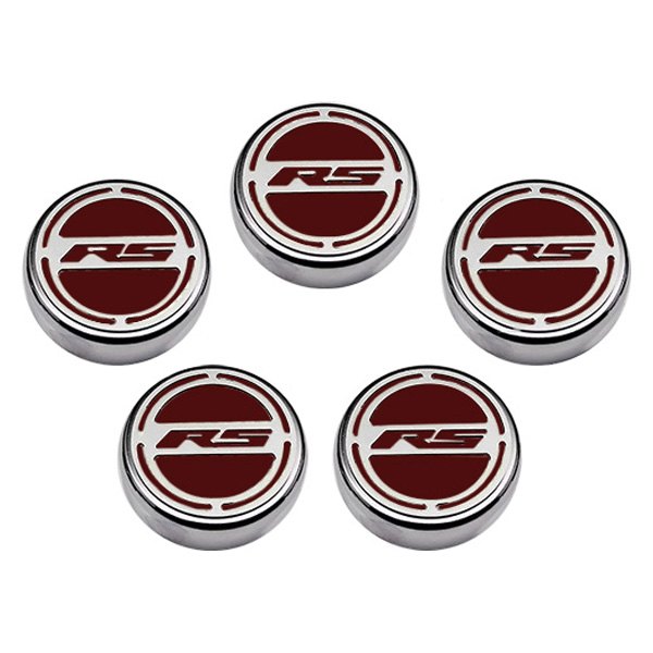 American Car Craft® - Brushed Cap Cover Set with Garnet Red RS Logo