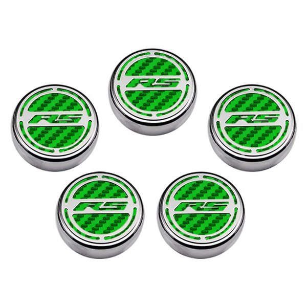 American Car Craft® - Brushed Cap Cover Set with Green RS Logo